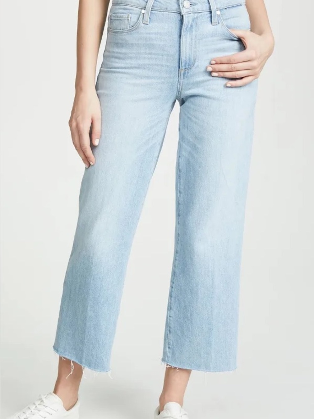 PAIGE Nellie Culotte Jeans Size 27 Light Wash High Rise Wide Leg Cropped Raw Hem
